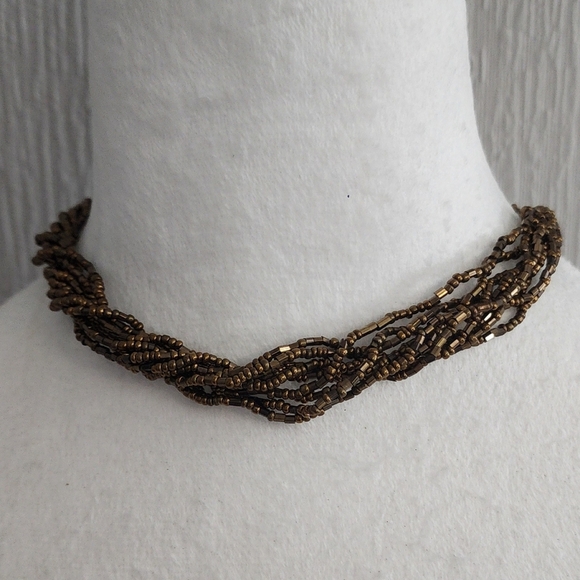 Elegant Brown Beaded Choker Necklace - Picture 1 of 2